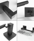 Matte Black Double Post Pivoting Toilet Paper Holder Wall Mount Modern Square Roll Holder, installation hardware included.
