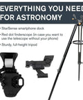 StarSense Explorer LT 114AZ App Enabled Telescope With Smartphone Dock, finderscope, and tripod setup shown.