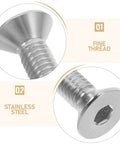 Flat Head Socket Screws Heavy Duty Stainless Steel 5/16-18 Full Thread for Furniture and Bed Frame Connections close-up