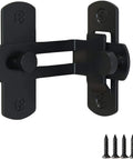 Barn Door Lock With Stainless Steel 90 Degree Right Angle Latch in black finish shown with screws included