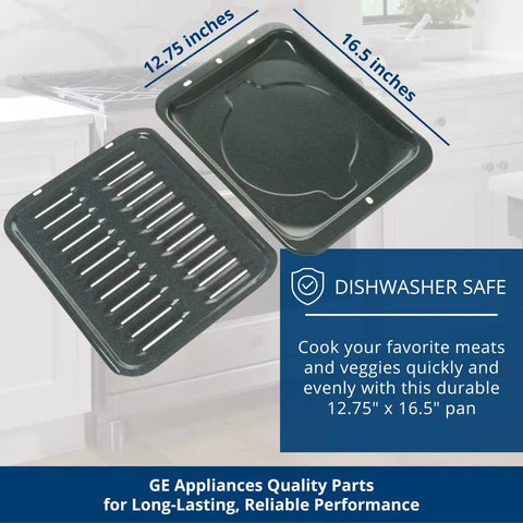 Universal Broiler Pan With Rack For Oven Nonstick Two Piece Black Porcelain Coated Carbon Steel Roasting Pan in kitchen