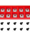 12x12x1.5mm Tungsten Carbide Inserts Set with 35 Degree Bevels, Pro Grade 4 Edge Indexable Lathe Tool Inserts for Spiral Helical Planer and Slab Flattening Router Bits, Includes 10 Screws.