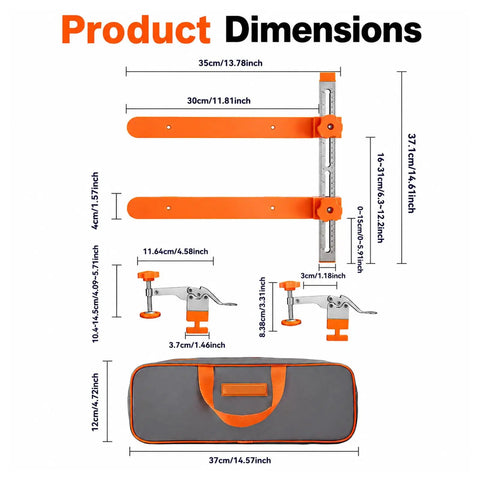 Pro Grade Drawer Slide Installation Jig With Knockout Toggle Clamp And Magnetic Aligner For Dead On Precision And A Smooth Sailing Setup On All Wood Cabinet Builds dimensions and tools layout.