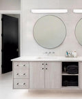 Metro 37In LED Energy Star Bathroom Vanity And Wall Light 3000K Brushed Nickel with uniform illumination over mirrors