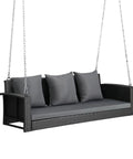 5 Foot Outdoor Porch Swing For Adults Wicker 3 Person Patio Swing With Cushions And Pillow Reinforced Chain Suspension