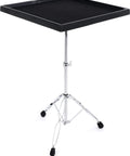 Gibraltar Fiberglass Percussion Table with felt surface, height-adjustable, 24x24 inches, designed for secure non-slip gear storage.