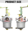 Carburetor Tune Up Kit Replacement For Coleman CT100U CC100X SK100 Mini Bike Go Kart Predator 79cc 97cc 3HP Gas Engines Powermate Edger 152F 154F 156F Red Pro Grade DIY Friendly showing front and side view with product size measurements