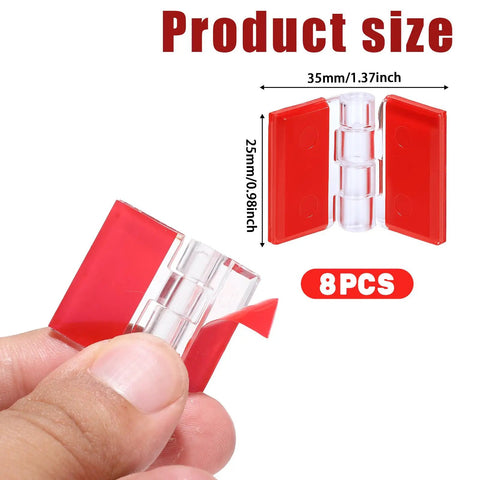 8 Pack Clear Acrylic Self Adhesive Hinges For Cabinets Drawers Lids And Displays Transparent Folding Hinge Continuous Piano Hinge