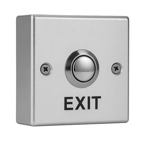 Front view of Heavy Duty Push To Exit Button for Access Control Systems with built to last aluminum alloy exit switch and NO COM output