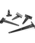Hella Sturdy Heavy Duty T Shaped Black Iron Barn Door Hardware Kits Built Tight For Rustic Kitchen Cabinets Secure Wardrobes And Patio Gate Brackets Pair, set of five hinges.
