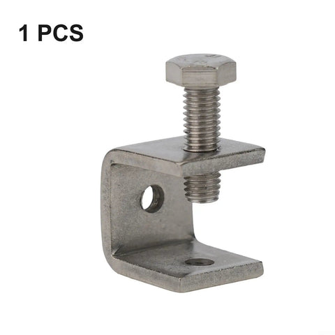 Stainless Steel C Clamps For Welding And DIY Woodworking Crafts 20mm Silver Metal Clamping Tools Heavy Duty Grip shown from the side.