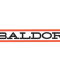 Baldor brand logo design in bold black letters with an orange border, representing quality industrial equipment