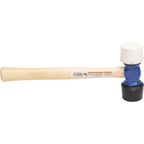 Pro Grade 24 Oz Soft Face Rubber Mallet With Replaceable 2 Inch Non Marring White Tips Made In USA White And Black RM24 VN19510