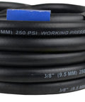 Built Tough 25 Foot Rubber Air Hose For Auto Mechanics And Garage Crews, 3/8 inch diameter, heavy duty, 250 PSI rated.
