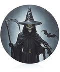 Round Tempered Glass Cutting Board On The Go 7.9 Inch Lightweight Chopping Board with witch and bat design