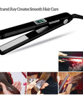 Infrared Ultrasonic Hair Straightener With Ceramic Flat Iron Technology for Frizzy Damaged Hair Heatless Therapy LCD Display in use