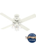 Modern 52 Inch Matte White Ceiling Fan With LED Light And Pull Chain Multi Speed WhisperWind Motor with SureSpeed logo