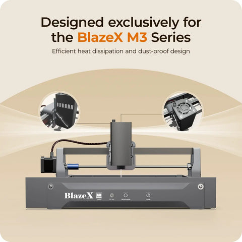 1064Nm Infrared Laser Head For M3 Series Engraving Module With 1W Power, shown installed on BlazeX M3 Series, front view
