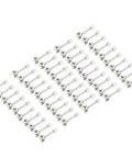 Game Changer Thread Knurled Rivet Nuts And Cam Fitting Pins For Furniture Hardware Super Easy White Setup With 50 Sets Of 15 By 12 Mm Pre Inserted Side Connectors For Cabinets And Wood Panels Ironclad Grip, detailed view of metallic cam pins.