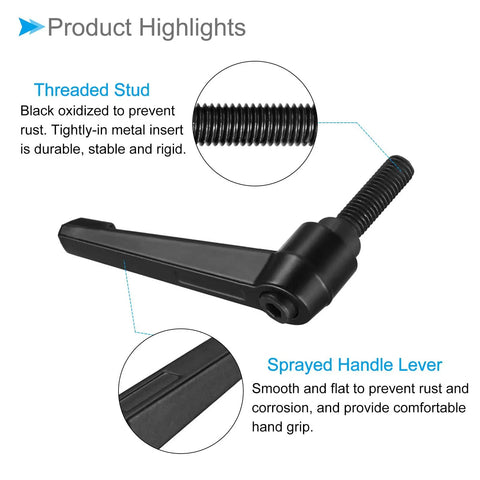 Heavy Duty M10 Quick Release Clamping Lever Handles Bring Sweet Leverage And Zero Slip For Precision Lathe Machinery And Daily Pro Shop Grind Black Pair, showing threaded stud and sprayed lever.