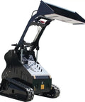 Mini Skid Steer Loader With 13.5HP Stand On Compact Crawler Design 45 Inch Bucket Hydraulic Drive Easy Lifting And Digging Wide Attachments Compatibility USA Stock Transparent Delivery No Hidden Fees in raised position