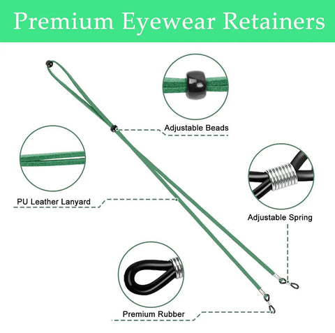 Detailed view of Five Pack Eyeglass Straps Lanyards For Glasses And Sunglasses Anti Slip Adjustable Retainers with features highlighted.