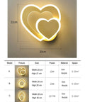 Nordic Bedroom Sconce Postmodern LED Wall Light Simple Bedside Lamp Living Room Decorations Wall Lamps Staircase Lights (Color : C Black Size : Warm White) (A White Warm White) in heart shape, 20cm wide, 21cm high, made of iron and acrylic.