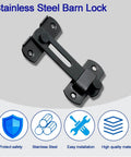 Heavy Duty Barn Door Lock With 180 Degree Flip Latch For Privacy And Child Safety, No Brainer Install, Built Tough Stainless Steel