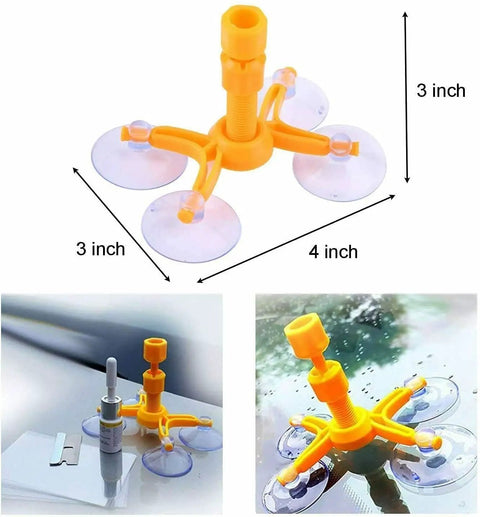 DIY Windshield Repair Kit For Chips Cracks And Bullseyes That Keeps Laminated Windshields Clear In Minutes with resin and tool