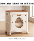 No Sweat Mobile Storage Bin With Flip Top Lid, Foldable Plastic Closet And Nursery Organizer Tote Riding Smooth On Heavy Duty Casters for bulk items.
