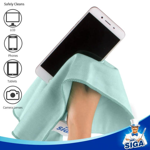 Glass Cleaning Microfiber Cloths 12 Pack 35x40 Cm Lint Free Gentle cleaning a smartphone screen