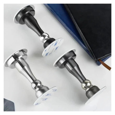 Stainless Steel Magnetic Door Stopper With Strong Hold Safety Catch For Interior Rooms And Bedrooms In Sleek Black Design to Limit Door Movement Securing Fixed Positions Smoothly, displayed from above.