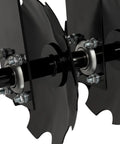 Close-up of heavy duty steel construction on 46 Inch Universal Disc Harrow for CAT 0 tractors with powder coated finish and 3 point hitch