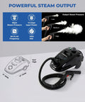 Compact Dry Steam Cleaner 1700W Commercial Grade with 72-inch hose, black design, essential for grease and stain removal.