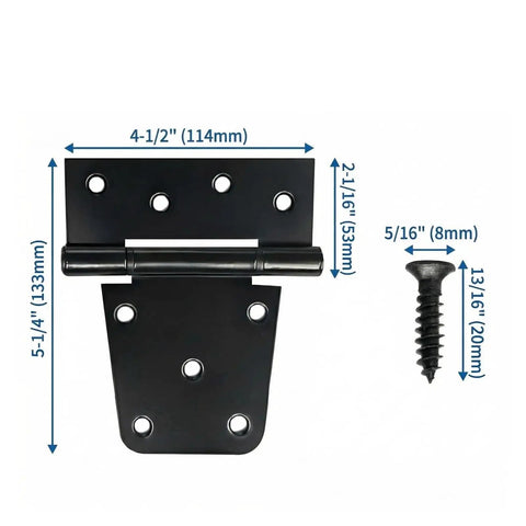 Heavy Duty Black 3.5 Inch T-Barn Door Hinges 4 Pack Built Tough For Wood Doors And Chicken Coops Durable Steel Hardware With Screw