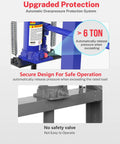 Badass 6 Ton Hydraulic Shop Press With Integrated Bottle Jack features automatic overpressure protection system.