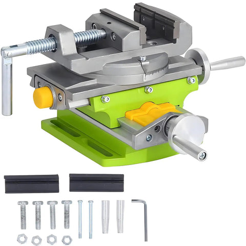 3 Inch Cross Slide Drill Press Vise 2 Way XY Compound Benchtop Vise With 90 Degree Rotary Table for Mini Milling Machines