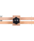 Leather Strap Cutter Beech Wood DIY Leatherworking Tool with Adjustable Blade System and Five Replacement Blades visible from top.