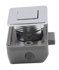 Push Button Cabinet Latch With Locking Knob For RV And Boat Easy Press To Lock And Release Zinc Alloy And ABS Chrome Handle close-up view