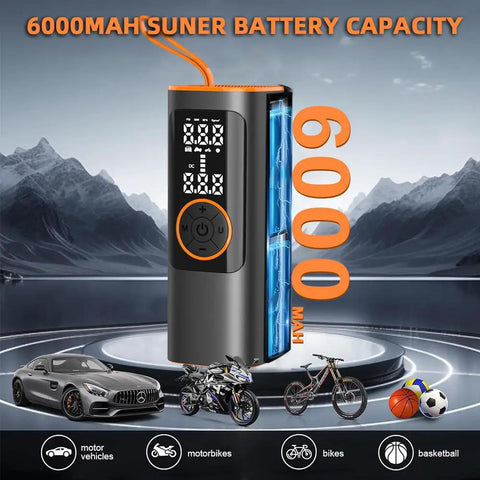 Hot Shot Portable Tire Inflator 150 Psi Air Compressor For Cars Fast 6000 Mah Rechargeable Battery Dual Digital Display Auto Shut Off Led Light Ideal For Bikes And Balls Keep Your Tires Pumped Up With This Quick Handheld Pump Kit