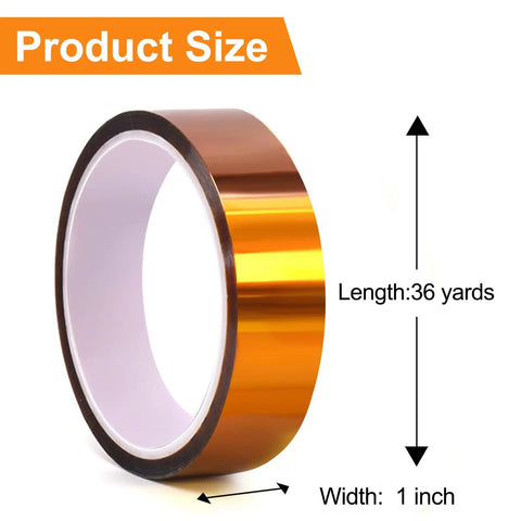 High Temp Polyimide Tape For Heat Press And Sublimation Heat Transfer Tape With Killer Heat Resistance Up To 500 Fahrenheit, 1 inch wide