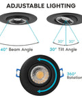 3 Inch Gimbal LED Recessed Light With Junction Box, 5CCT Tunable 2700K-5000K, Dimmable Eyeball Swivel, adjustable angles