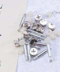 24 Piece Cam Bolt Furniture Connector Kit with Screws Nuts and Dowels Heavy Duty Iron and Plastic Anti Rust Corner Connection