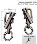 All In One 3 In 1 Outdoor Lighter With Windproof Flame Reusable Match And Built In Multitool Keychain Bottle Opener in black finish