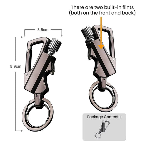 All In One 3 In 1 Outdoor Lighter With Windproof Flame Reusable Match And Built In Multitool Keychain Bottle Opener in black finish