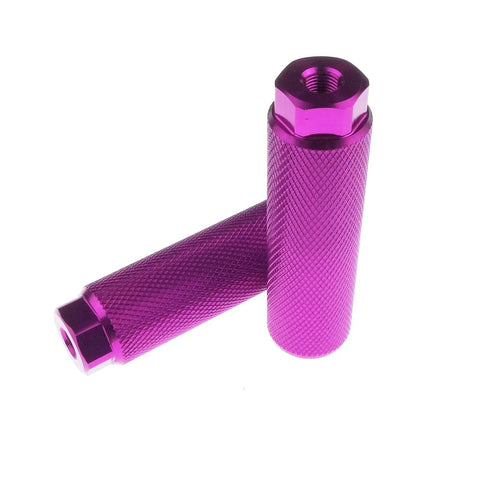2 Pairs Aluminum Alloy Bike Pegs For Mountain Bikes Rear Stunt Pegs Three Eighths Inch Axle Fit 100 By 28 mm Purple