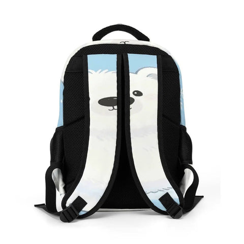 Back view of Snowflake Cub Printed Unisex Backpack With Large Capacity For School Work Or Travel, featuring cub design.