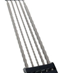 Angled front view: Erie Tools 5-piece 24-inch SDS masonry drill bit set with tungsten carbide tips and black plastic holder.