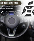 Steering Wheel Button Sticker Cover Replacement For Mercedes Benz M Class G Class A B C E Class Interior Trim Decoration shown with adhesive tape.