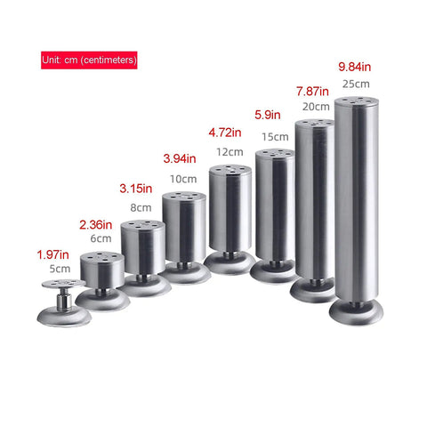 Heavy Duty Adjustable Stainless Steel Furniture Legs Rock Solid Round Metal Table Support Feet With Screws Hella Sturdy For Couches Desks And Cabinets 4 Pack in various heights